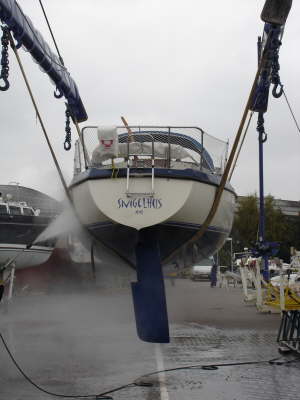 Snigelhus kommt aus dem Wasser
